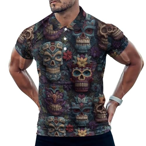 Polo de golf pour homme anti-transpiration manches courtes motif tribal doux