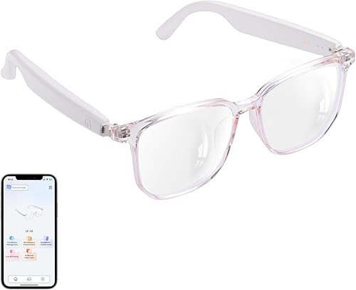 Miniatura 15 de Anteojos inteligentes para mujeres, anteojos de audio Bluetooth de oreja abierta con altavoces y micrófono, lentes anti-luz azul, asistente de voz,