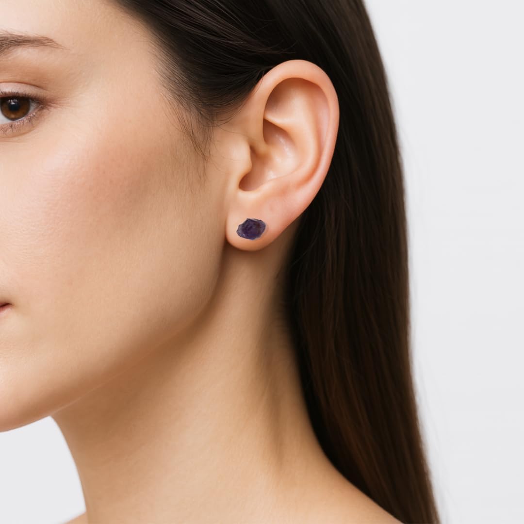 Women's and Men's Birthstone Crystal Stud Earrings - Sterling SIlver - Image 5