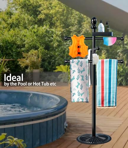 image for Yozoluck Pool Outdoor Towel Rack, Metal Heavy Duty Never Tilt Pool Acc