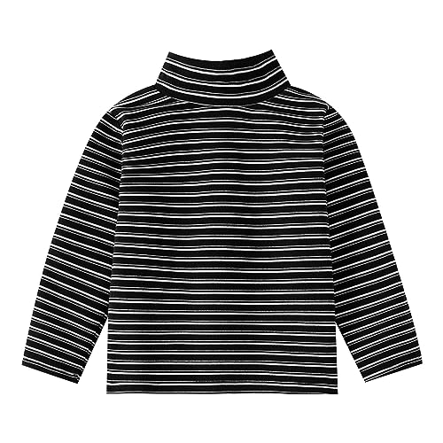 Toddler Baby Boy Girl Long Sleeve Pullover Striped Shirts Kids Sweatshirt High Neck Fashion Undershirts Blouses Shirts