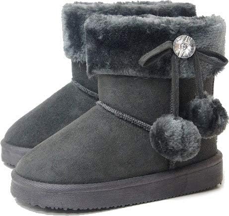 Amazon キッズ ムートンブーツ 女の子 ジュニア ショート ミドル 撥水 ボア ファー ブーツ 雨 雪 スノー 防寒 暖かい 安い Dygo319 グレー cm シューズ バッグ