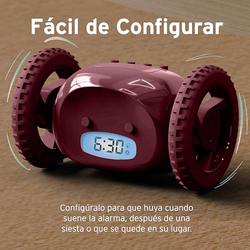 Image of CLOCKY Alarm Clock on Wheels - Loud Rolling Alarm Clock for Heavy Sleepers | Runaway Clock that Jumps & Runs to Wake You Up | Funny Unique Gift for Adults, Teens & Kids Bedrooms (Wine)