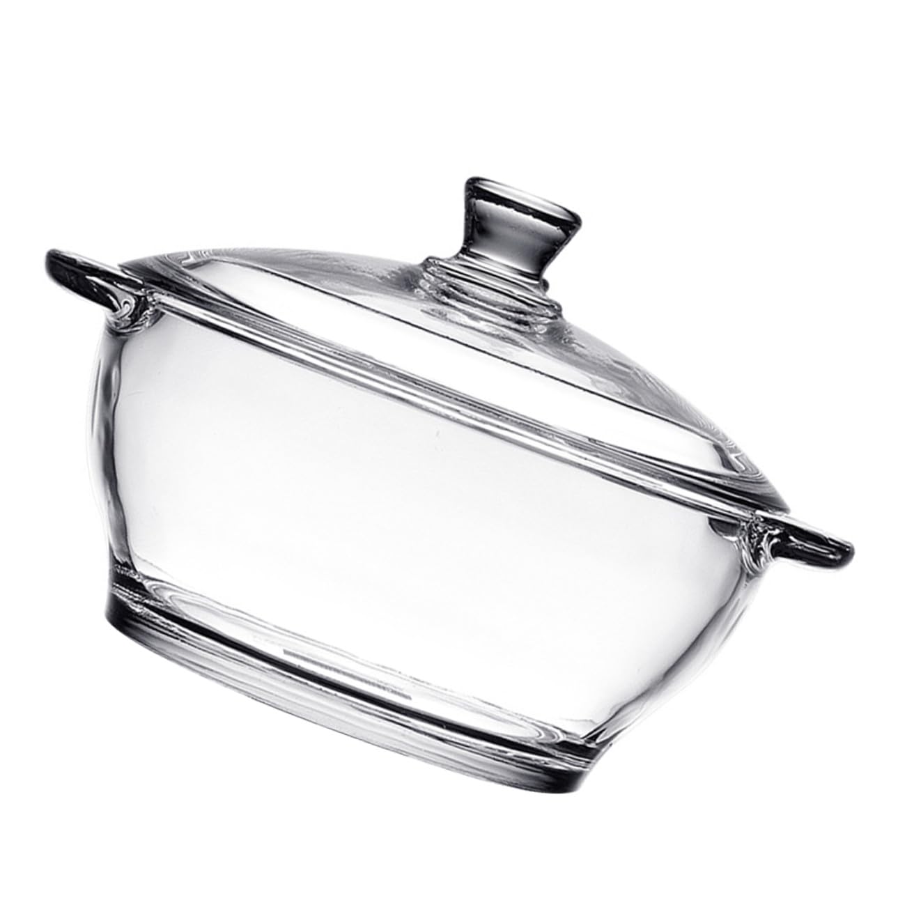 Hohopeti Hausherd Glas Schmortopf 1,5 L mit Deckel und Doppelgriff Hitzebeständig für Babybrei und Milch im Einfachen Design