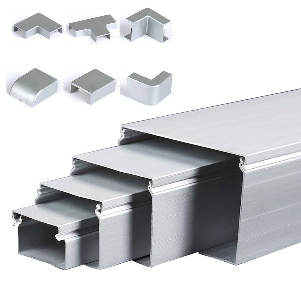 RSBFER 4 m Aluminium-Kabelkanal, Kabelkanal-Set, Offener Kabelkanal, Kabelkanal-Managementsystem für den Innen- und Außenbereich,25x15mm