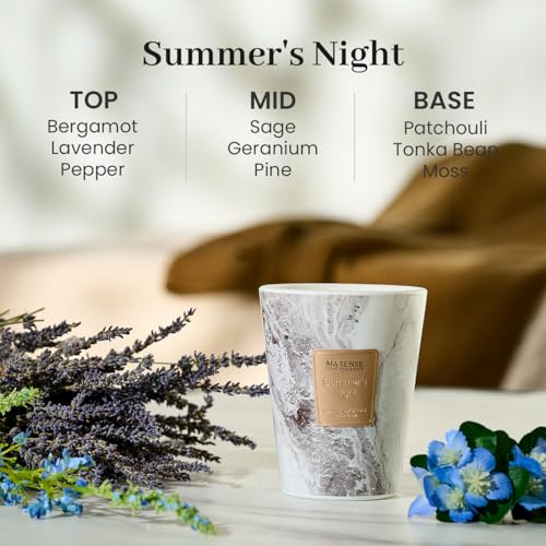 Image of M&SENSE Summer Night Scented Soy Candle, 3 Wick Highly Scented 14.1 Oz 75H, Aromatherapy Christmas Gift for Women and Men