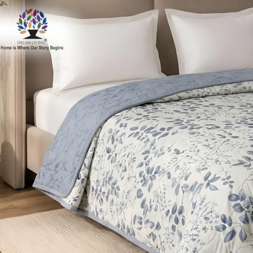 Image of Dream Living Luxury ULTRASONIC AC Comforter - Quilted Microfiber | 120 GSM | All‑Season for Bedroom, Travel (220x220 Cm) White & Grey