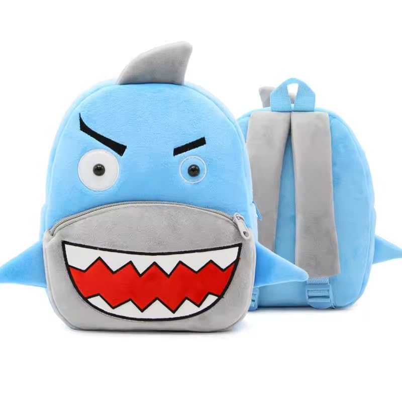 Mochila Infantil animada bichinhos de pelúcia Pequena Bolsa de Passeio para Criança (Tubarão)
