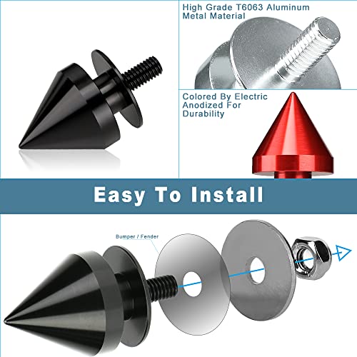Rolling Gears Jdm Bumper Quick Release Front Rear Bumper Fasteners, Spike 4 Piece (Black), 8 X O-Ring #TOP2