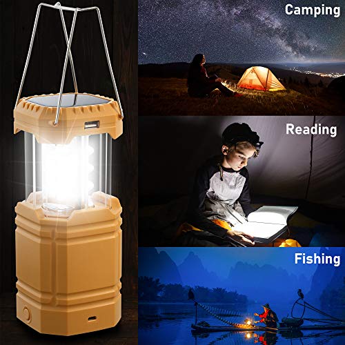 ROCAM Camping Lantern Flashlight,Solar Outdoor Camping Light Emergency Waterproof Bright Light,Solar Charge,3000mAh Power,Hand Crank Charge,Suitable for Camping, Hiking,Tent,Fishing, Home