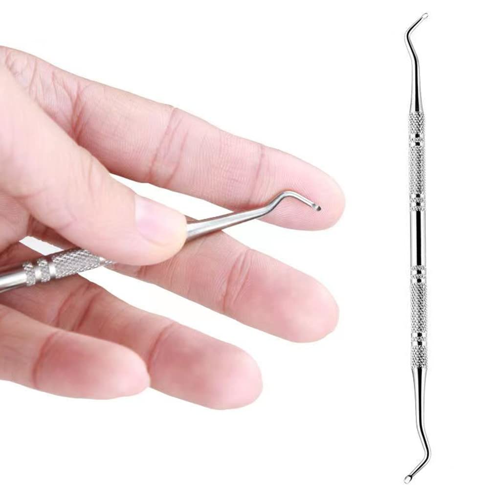 Lima de uñas encarnadas y levantador de doble cara de grado profesional, acero inoxidable de grado quirúrgico, con estuche de almacenamiento