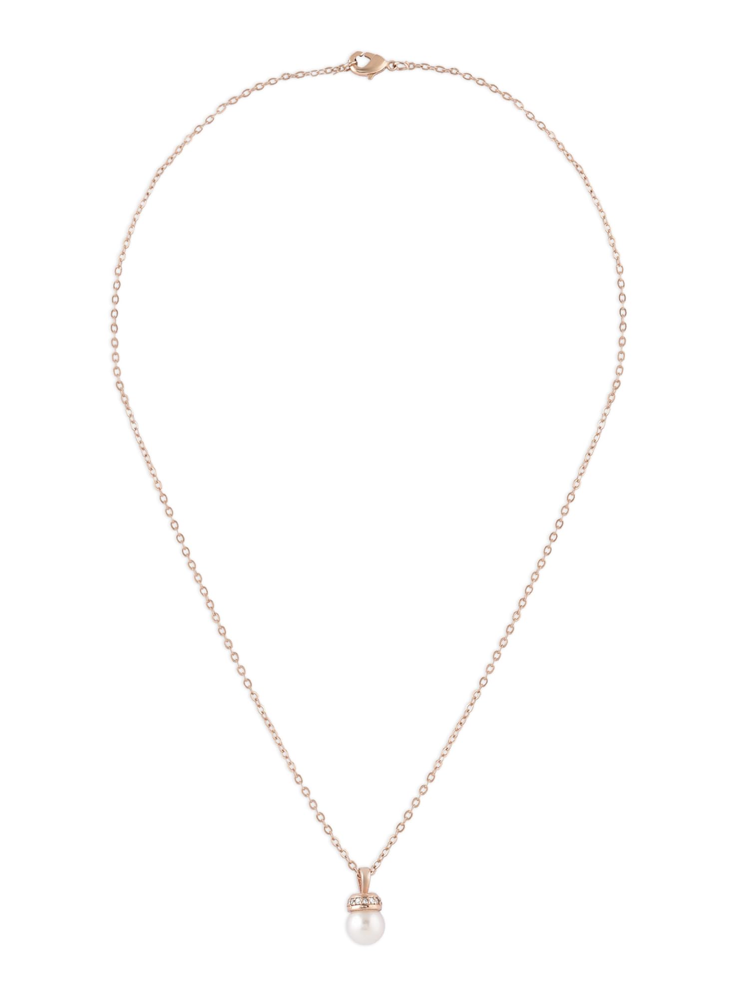 ZAVERI PEARLS Rose Gold Cubic Zirconia Pearl Pendant With Chain Brass Necklace For Women -ZPFK16193 (B0C9Q9Y2LV) Amazon Price History, Amazon Price Tracker