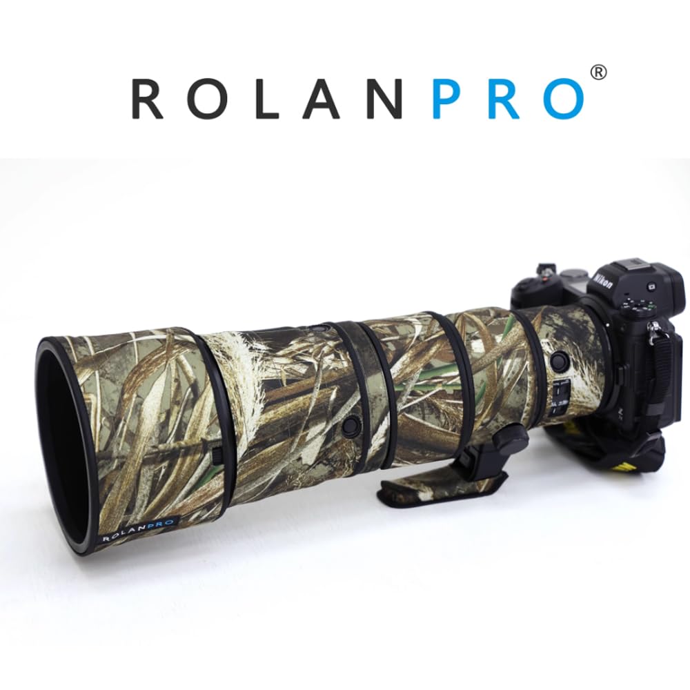 ROLANPRO wasserdichte Objektivschutzhülle kompatibel mit Nikon Z 600mm F6.3 VR S, Camouflage Regenschutz Kratzfest Naturfotografie - #9 Gras Camo