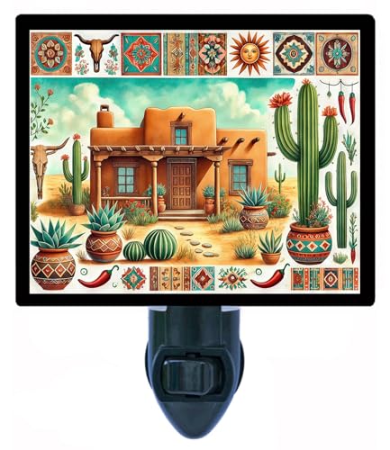 Lámpara de noche con diseño Southwest, enchufe giratorio