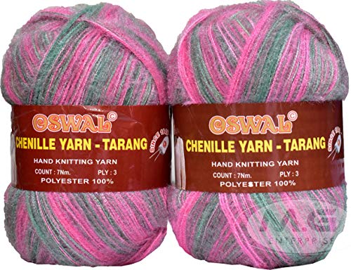 Image of OSWAL Knitting Wool Yarn, Soft Fancy Feather Wool Teal Mix 200 GMS Best Used with Knitting Needles, Soft Fancy Wool-HJ Art-HDI