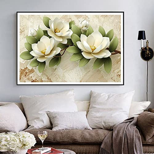 Peinture diamant 5d complet fleurs blanches kit broderie xxl 80x180cm