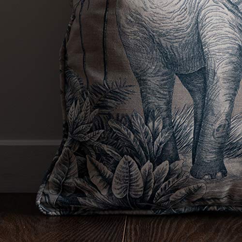 Maison D' Hermine Decorative Cushion Cover 100% Cotton 18"X18" Throw Couch Cover Washable Square Pillowcases With Invisible Zipper For Sofa, Couch, Savana Jouy - Blue (Elephant) - Spring/Summer #TOP2