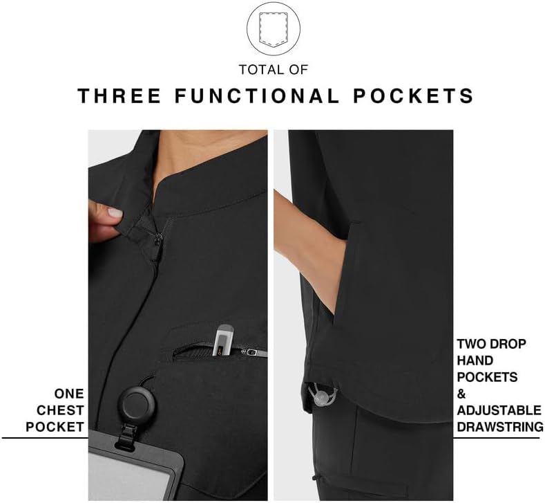 Kitmaz Medical Scrub Tops for Women - Soft Stretch Mandarin Collar Oversized Fit Scrub Shirts with 3 Pockets - Image 4