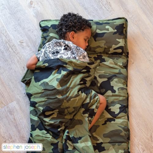 Image of Stephen Joseph, Toddler All Over Print Nap Mat with Soft Blanket and Removable Pillow for Boys & Girls, Kids Sleeping Bag for Elementary, Daycare, Preschool with Carry Handle