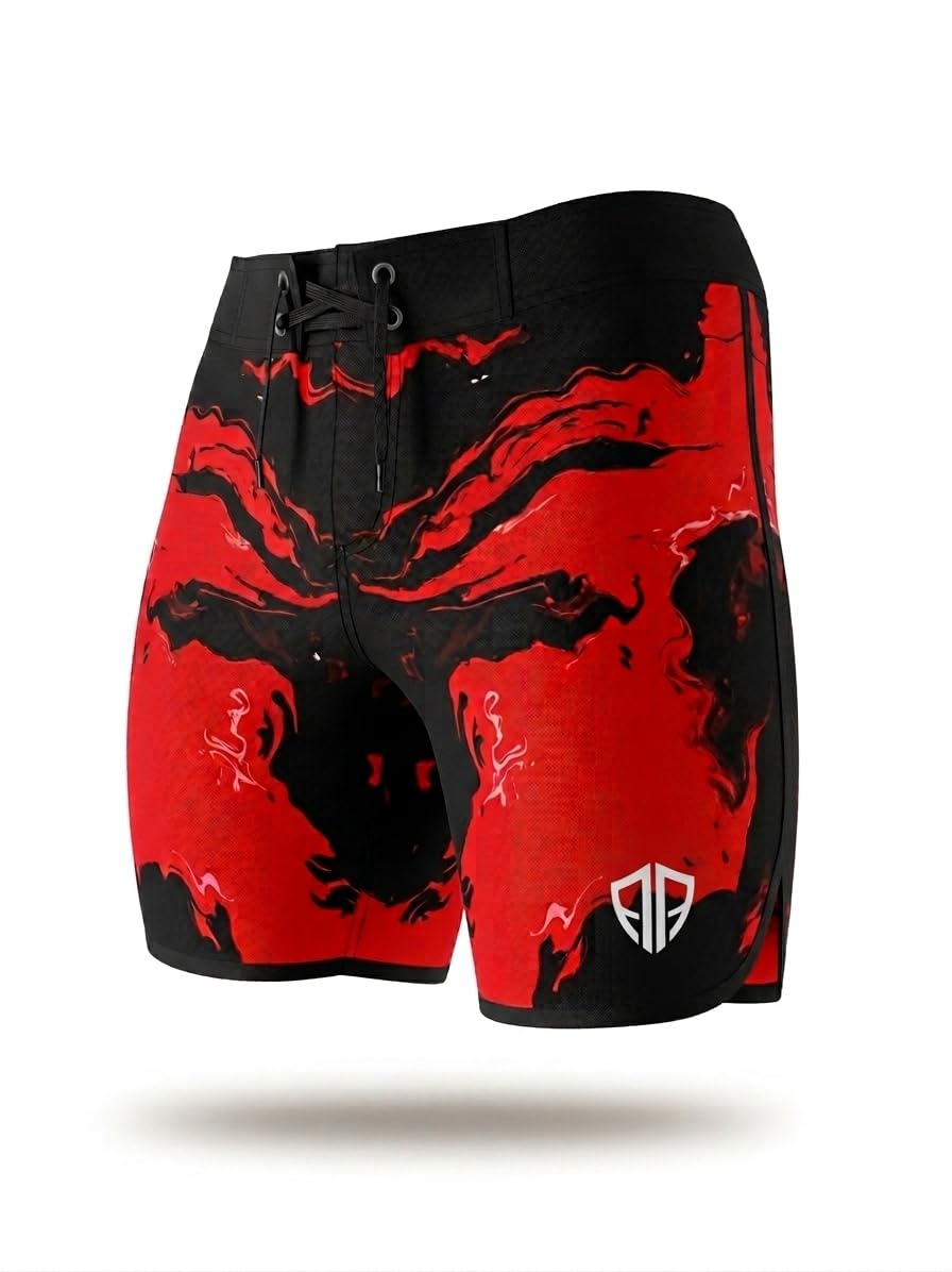 Men's Physique Russet Board Shorts, Olympia Fit Shorts, Polyester Elastane Construction, Hook Loop Fly-image-17