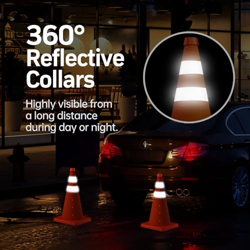 Image of BATTIFE 6 Pack 18 Inch Collapsible Traffic Cones, Orange Safety Cones