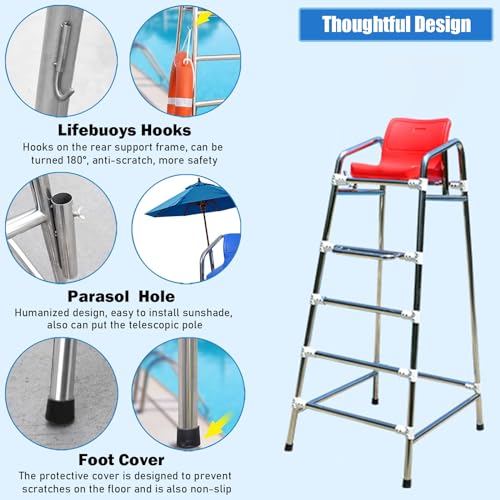Silla de Salvavidas Alta 6.2ft Estructura Acero Inoxidable miniatura 4
