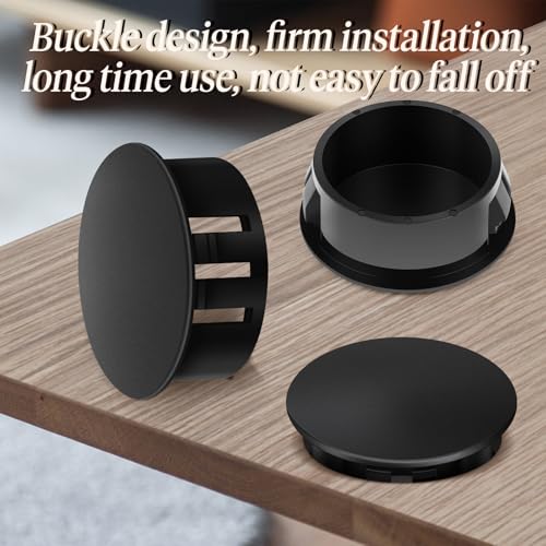 Image of 100PCS 1 inch Plastic Plugs Hole, Black Round PA66 Plug Furniture Hole Decorative Cover