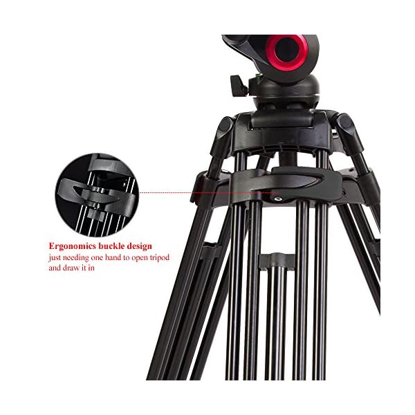 miliboo MTT601A Stativ für Video, Aluminium, mit Mittelstreuer, Kamerastativ – Bild 6