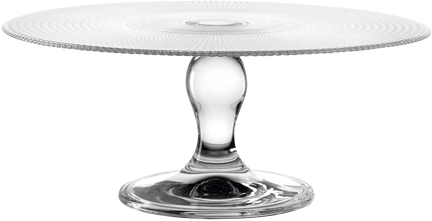 Topkapi Piatto Portadolci Con Base Lyra - Vetro Temperato Per Buffet E Dessert 28cm - Foto 1