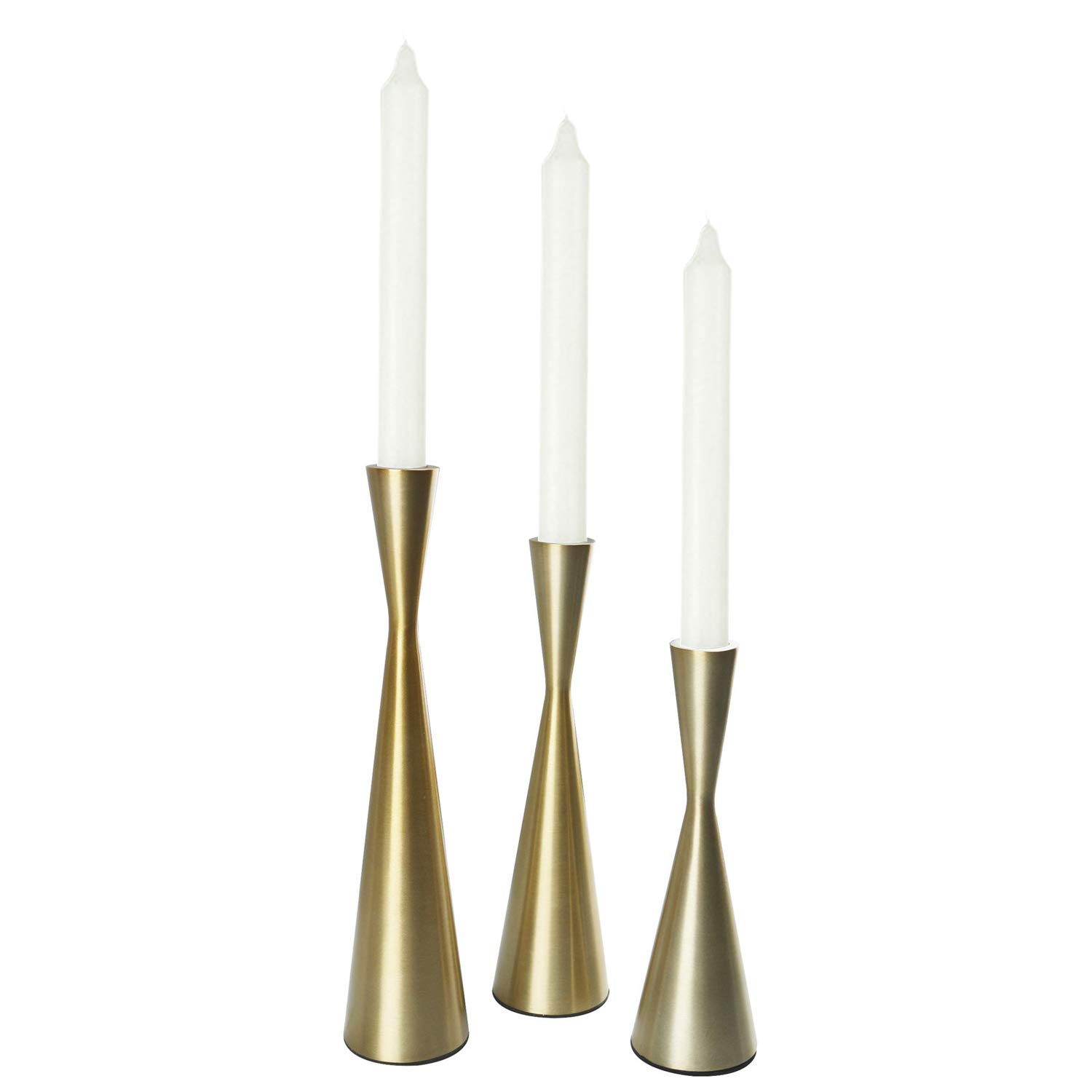 DasMarine Kerzenhalter Aus Messing – 3-teiliges Set (S, M, L), Vintage-Design, Für Tisch, Kaminsims, Hochzeit