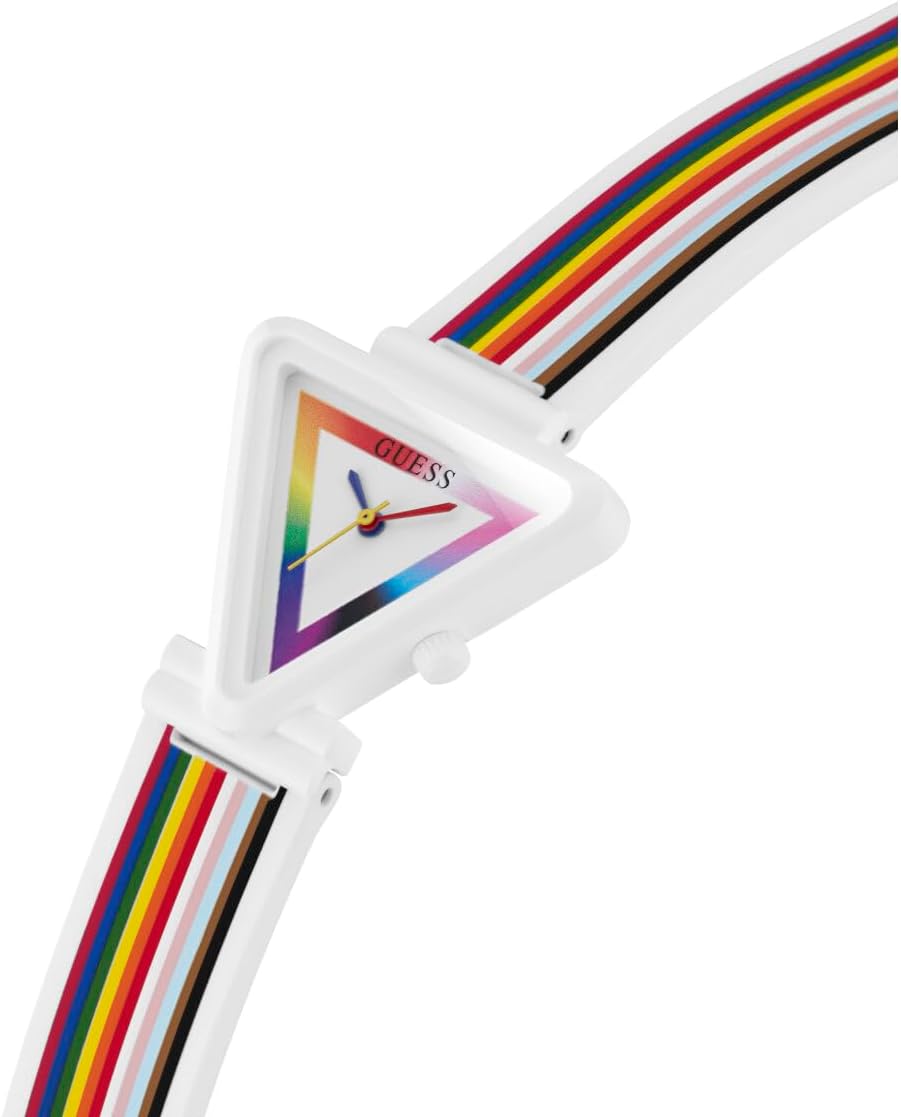 Guess Women's 30mm Watch - Rainbow Strap Rainbow Dial White Case