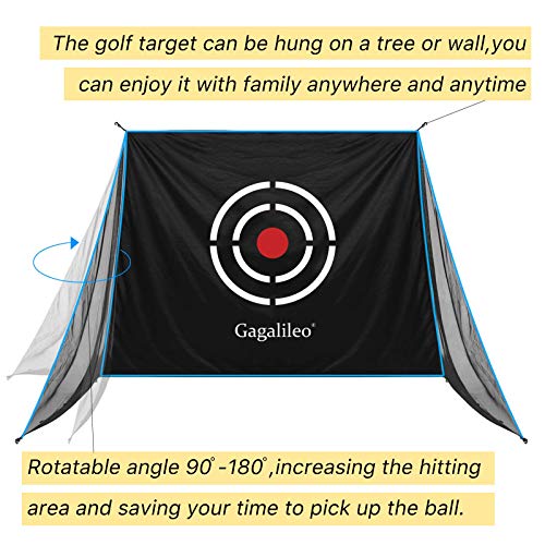 Gagalileo Golf Pop-Up Hitting Cage: 8x7x7FT Practice Net with Target Portable Backyard Garage Training for Driving Chipping Swing Beginners & Golf Enthusiasts