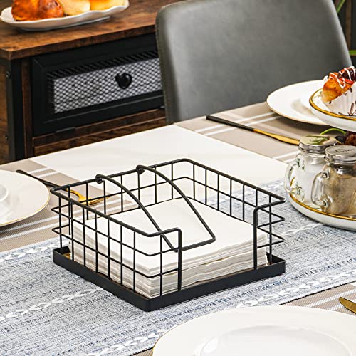 Honiter Napkin Holder, Black Napkin Holder With Weighted Tension Arm, Wooden Napkin Holders For Paper Napkins, Farmhouse Napkin Dispenser, Napkin Holders For Kitchen Table, Dining Room, Rustic Brown #TOP1