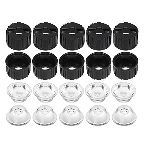 uxcell 10 piezas lente LED 20mm 90 grados con soporte negro