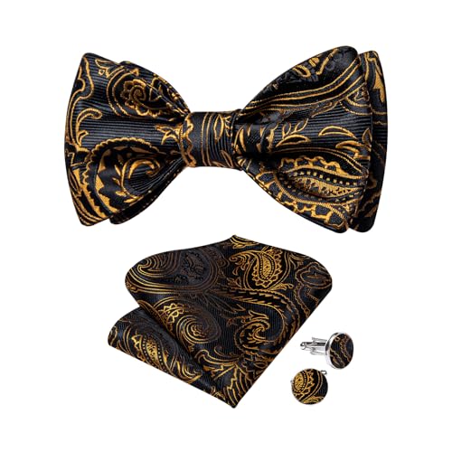 Image of DiBanGu Mens Silk Self Bow Tie Set 4PCS for Tuxedo Wedding