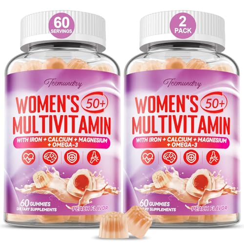 Multivitamin Gummies for Women 50 Plus - with Omega 3, Coenzyme Q10, Iron, Calcium, Zinc, Vitamin A,...