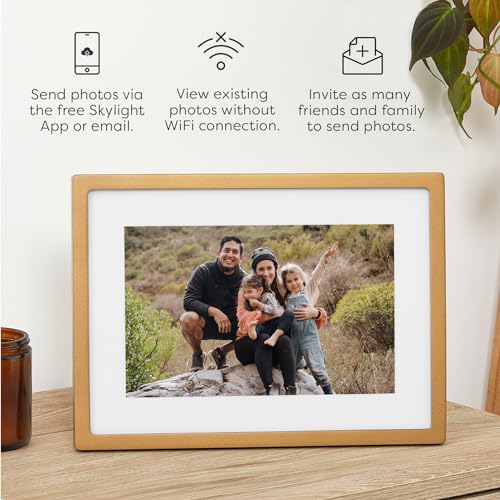 Image of Skylight Digital Picture Frame - WiFi Enabled with Load from Phone Capability, Touch Screen Digital Photo Frame Display - Customizable Gift for Friends and Family - 10 Inch Gold