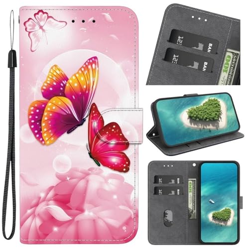 Étui iPhone 15 Pro Max papillon rose anti-choc protégeant l'écran et vos cartes