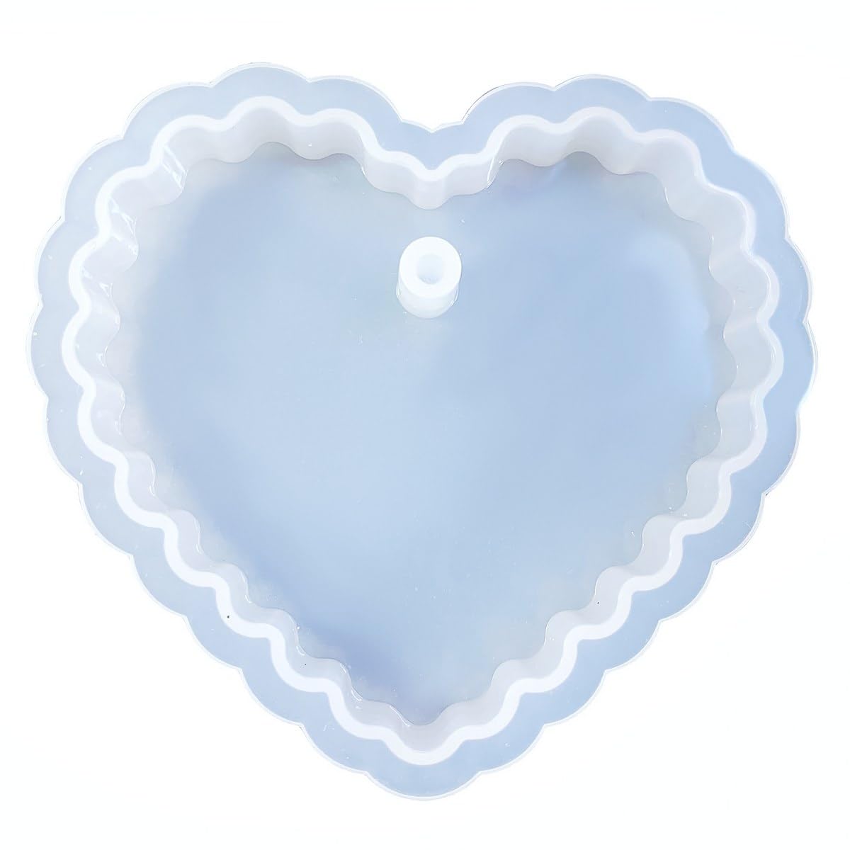 Heart Shape Silicone Keychain Mould 60x54mm JSM140 | Wavy Edge Design, Built-in Hanging Hole, For Resin & Clay, Flexible & Durable, Easy Demoulding-image-6