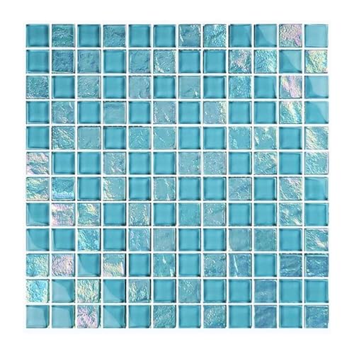 Tenedos Aqua Gleam 1x1 Glass Mosaic Tile – Polished Iridescent