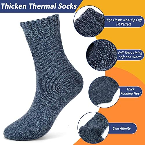 MOSOTECH 5 Pairs Ladies Thermal Socks, Womens Warm Wool Socks for Winter, UK Size 4~8