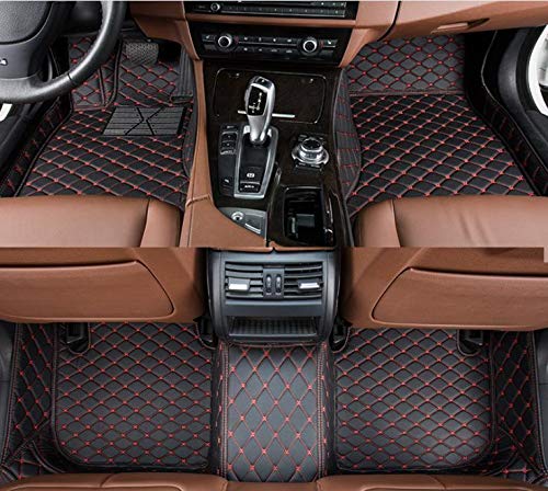 Okutech Custom Fit XPE-Leather All Full Surrounded Waterproof Car Floor Mats for Lexus is 250 300 350 300h 200t 4 Door 2013-2020,Black with red Stitching