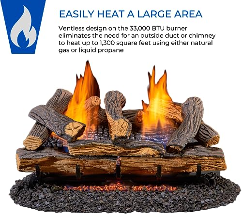 Duluth Forge DLS-24R-1-AZ Dls-24R-1 Dual Fuel Ventless Fireplace Logs Set With Remote Control, Use With Natural Gas Or Liquid Propane thumb #1