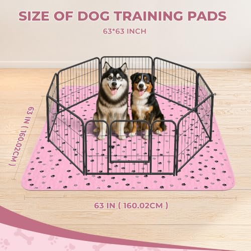 Image of Fostanfly Washable Pee Pads for Dogs, 2 Pack 63 inchx63 inch Training Pads, Pink | Machine Washable & Reusable pee pads, Strong Absorbency, Leak-Proof & Waterproof, Non-Slip, Playpen, Dog Whelping, Crate