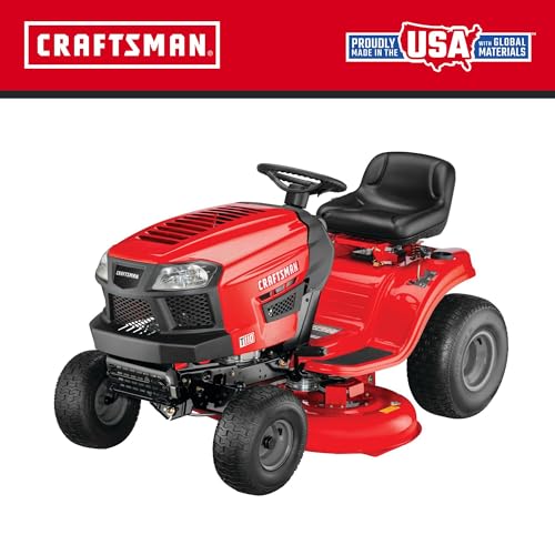 Image of CRAFTSMAN 42 inch Gas Riding Lawn Mower with 17.5 HP* Briggs and Stratton Single-Cylinder Engine, Gas Lawn Tractor with 7-Speed Transmission, Red /Black (13AN77XSA93)