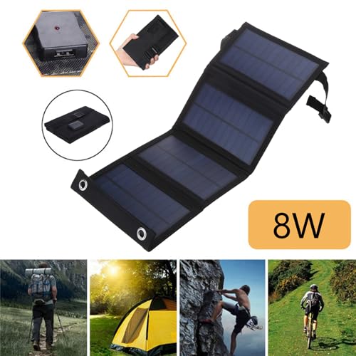 Panel solar USB 8W plegable e impermeable con cargador de 5V para teléfonos de camping 2