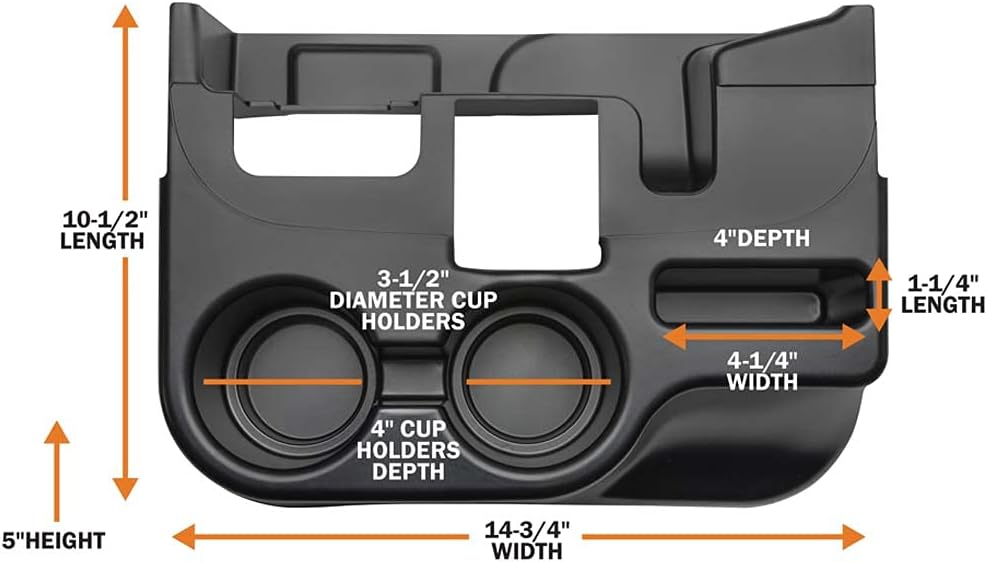 GlowShift Cup Holder Add-On Center Console Attachment Compatible with Dodge Ram 1500 2500 3500 Cummins 2003-2012 - ABS Plastic - Easy Installation - No Factory Modifications Required