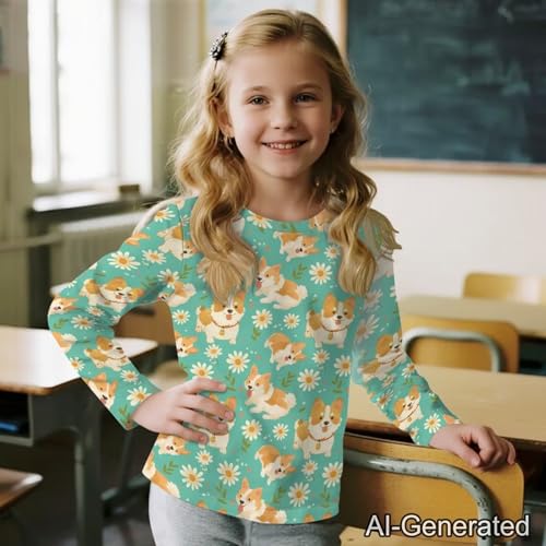 Image of Renewold Boys Girls Tees Kids T-Shirt Long Sleeve Crewneck T Shirts Casual Athletic Tops Clothing for Home School Travel