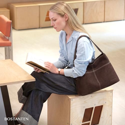 Image of BOSTANTEN Suede and Vegan Leather Purses for Women Roomy Shoulder Handbag