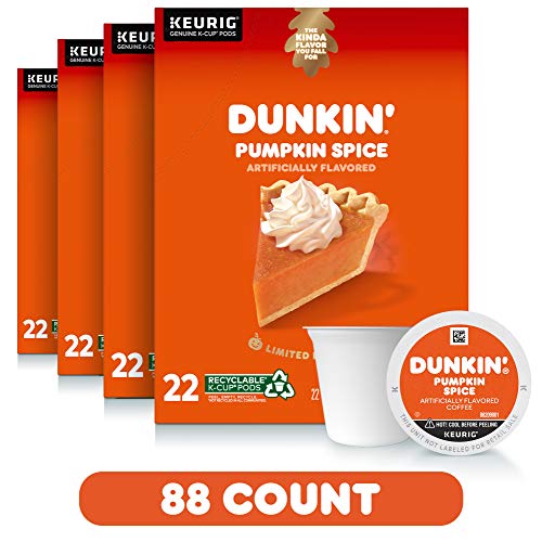 Dunkin' Donuts Coffee, Pumpkin Spice Flavored Coffee, K Cup Pods For Keurig Coffee Makers, 88 Count #TOP1